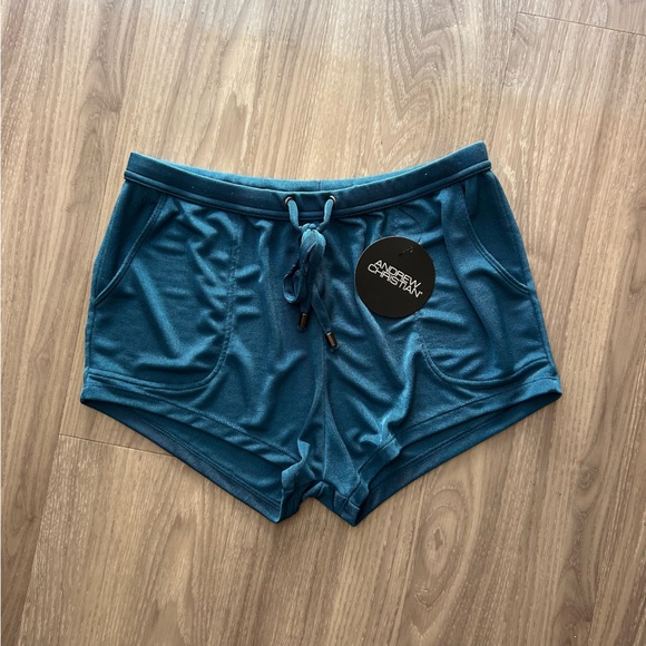 Andrew Christian | 2" Sensual Rib Resort Shorts in Deep Teal (Medium) - Picture 1 of 12